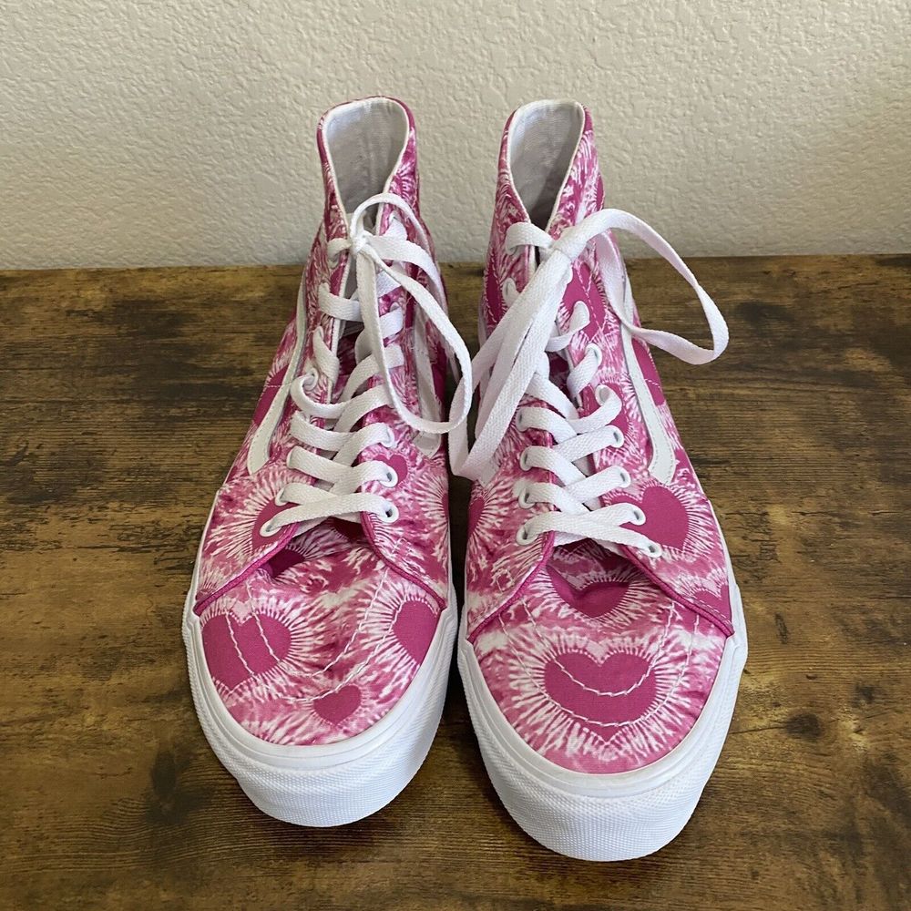 Vans SK8-Hi Tapered Heart Print Sneakers Pink Size M10 W11.5 SB7 - Picture 3 of 8